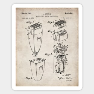 Electric Shaver Patent - Barber Stylist Bathroom Decor Art - Antique Sticker